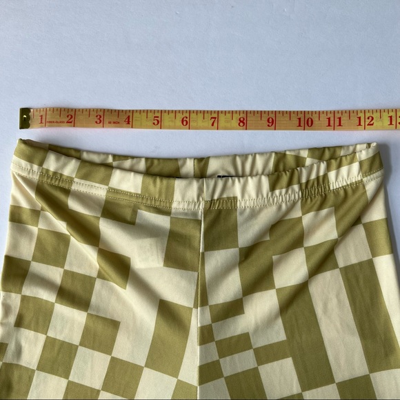 NWT Nasty Gal | Green Abstract Checkered Flares - Picture 4 of 7
